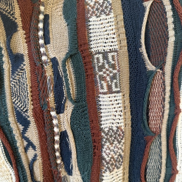 Croft & Barrow 3D round-neck Coogi-style pullover sweater neutral brown Large - Picture 6 of 8